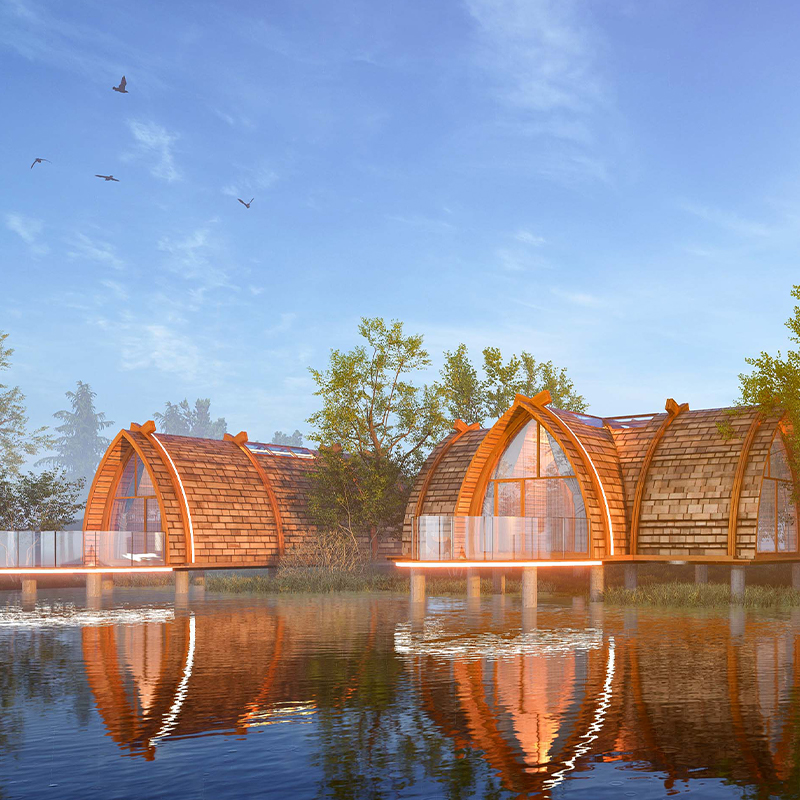 Rumah perahu kayu pasang siap